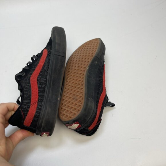 Vans Men’s Baker Style 112 Pro Skate Shoes Size 8 Black Red Suede Low Top Read - Picture 11 of 15